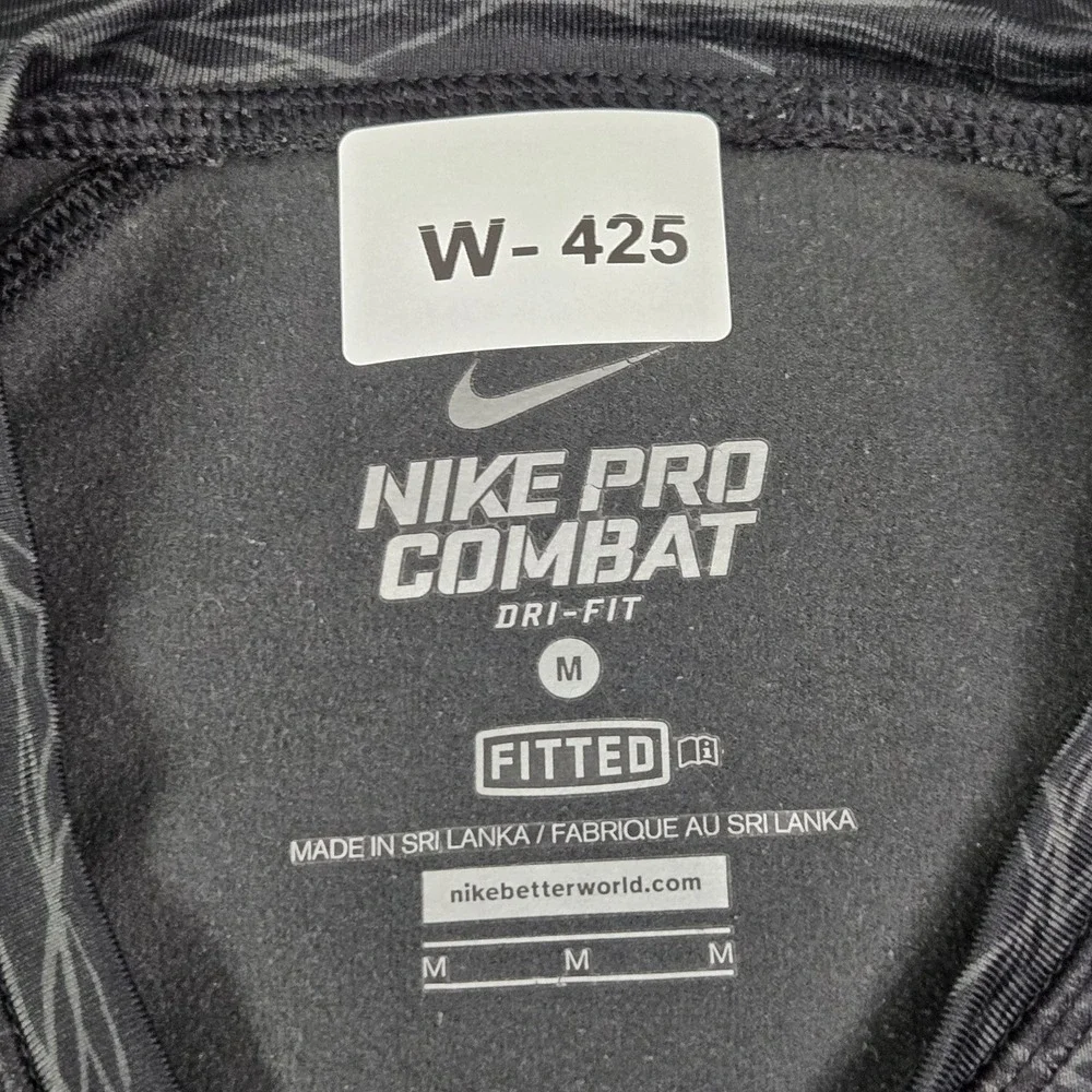 Nike Men Activewear‎ Top M Black Geometric Dri-Fit Pro Combat Compression